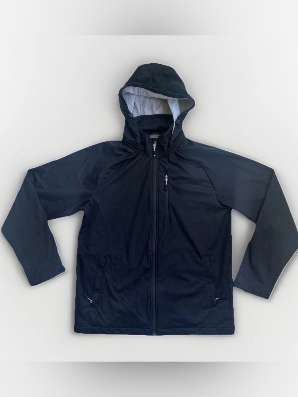 32 Degrees Men's Black Hooded Windbreaker Jacket Light Weight Medium